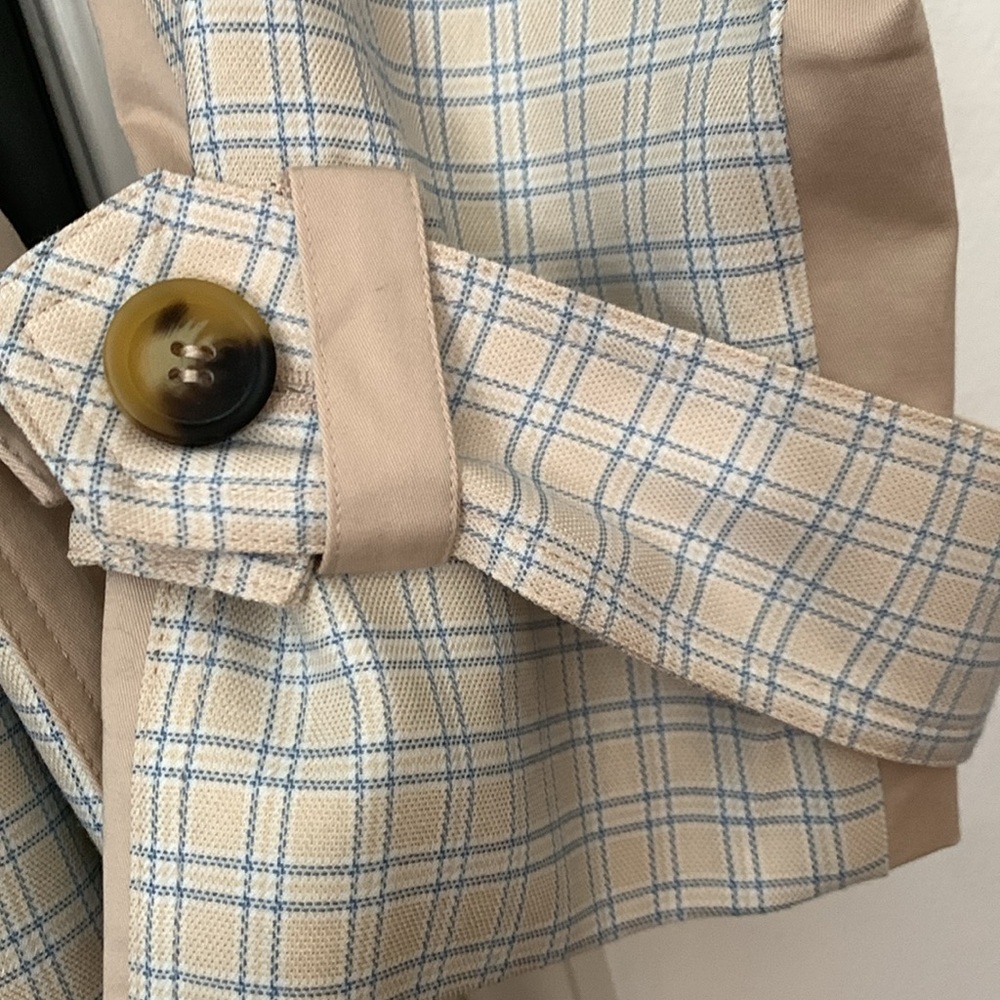 NWT! Avec Les Filles L mixed plaid trench coat - Picture 8 of 9